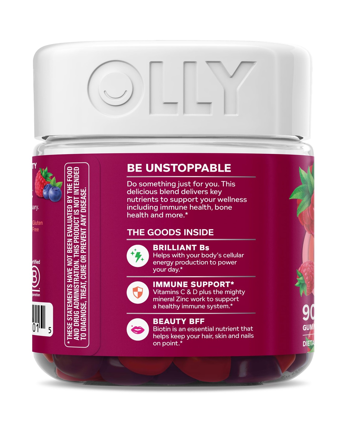 OLLY Women’s Multivitamin Gummy, Overall 90 Count (Pack of 1), Red