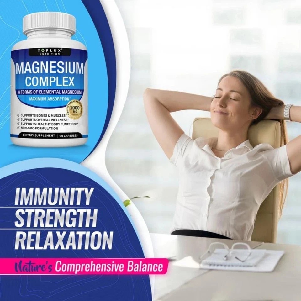 Toplux Magnesium Complex 8 Essential Magnesium Supplement 1000mg 90 Capsules
