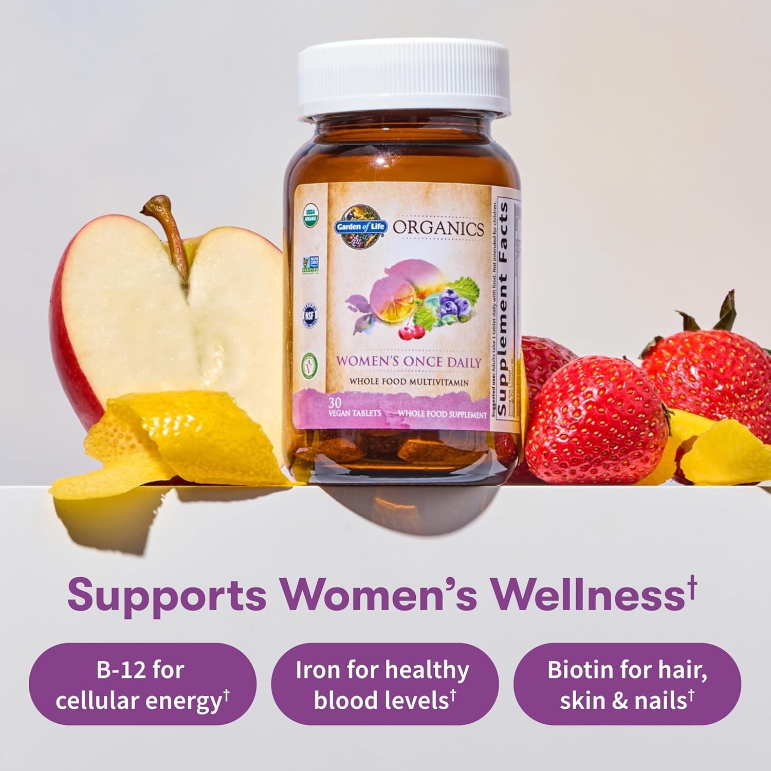Garden of Life Women’s Once Daily Multivitamin 60 Capsules – Iron, Biotin