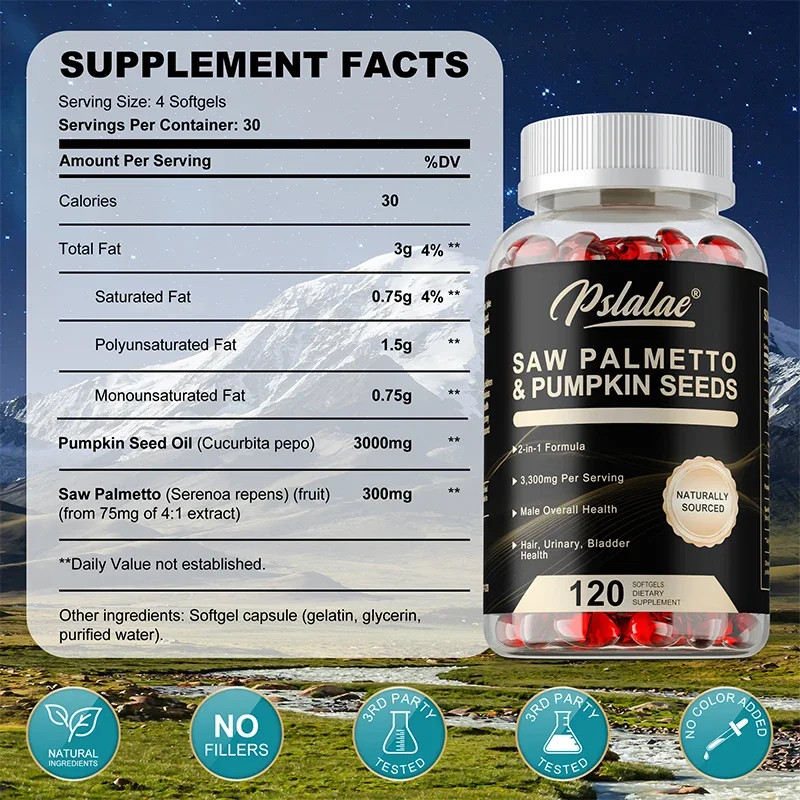 Saw Palmetto & Pumpkin Seed 120pcs – Reduce Frequent Urination, Prostate Health