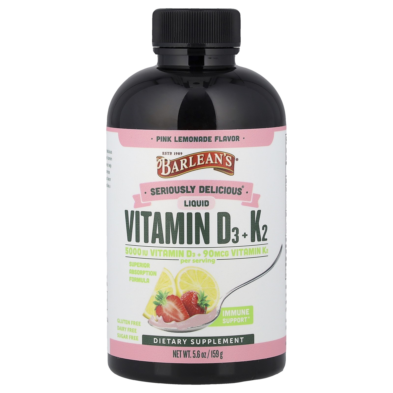 Seriously Delicious®, Liquid Vitamin D3 + K2, Pink Lemonade, 5.6 oz (159 g)
