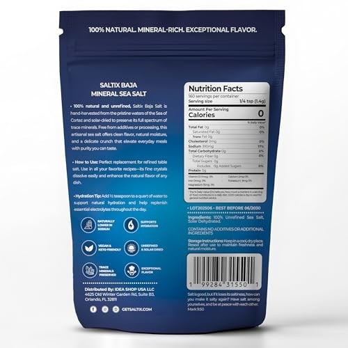 Saltix Baja Mineral Sea Salt – Fine Grind 1 Lb 160+ Servings – 100% Natur…