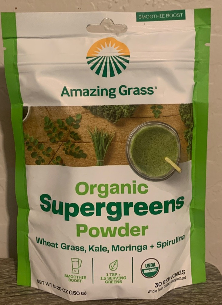 Amazing Grass Organic Supergreens Powder WheatGrass, Kale, Moringa 5.29 oz