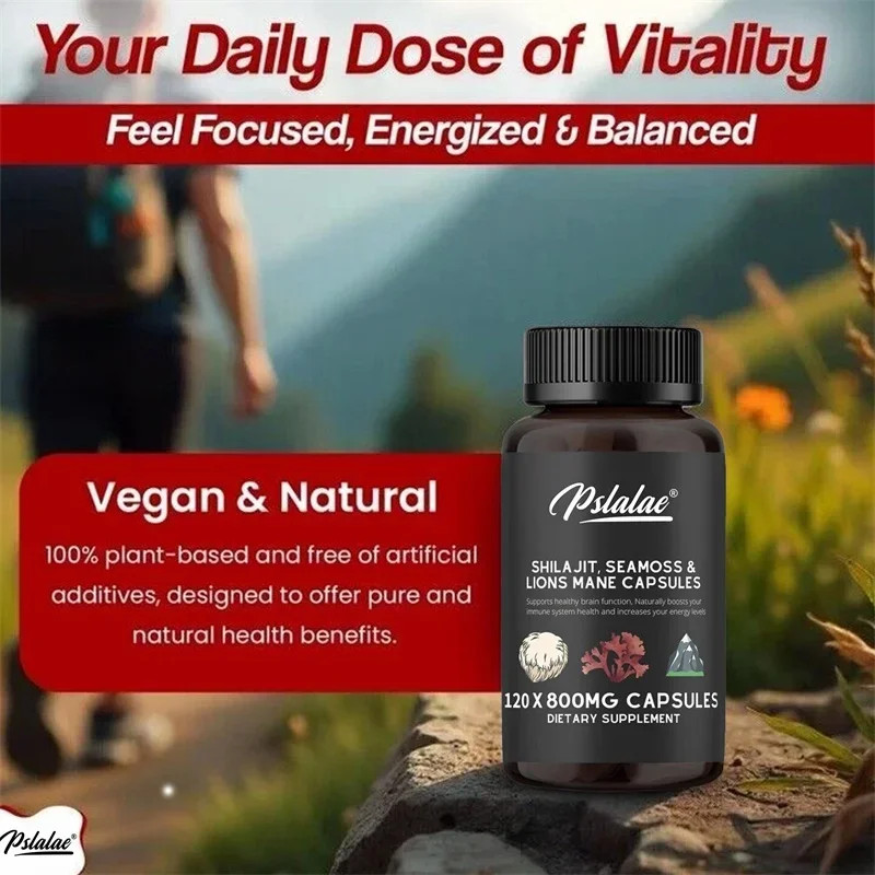 Shilajit, Seamoss & Lion’s Mane 120pcs,For Mood,Improve Endurance & Performance