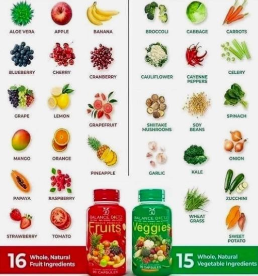 2 Packs Fruits and Veggies Supplements 180 Fruit and 180 Veggies Capsules 02/27