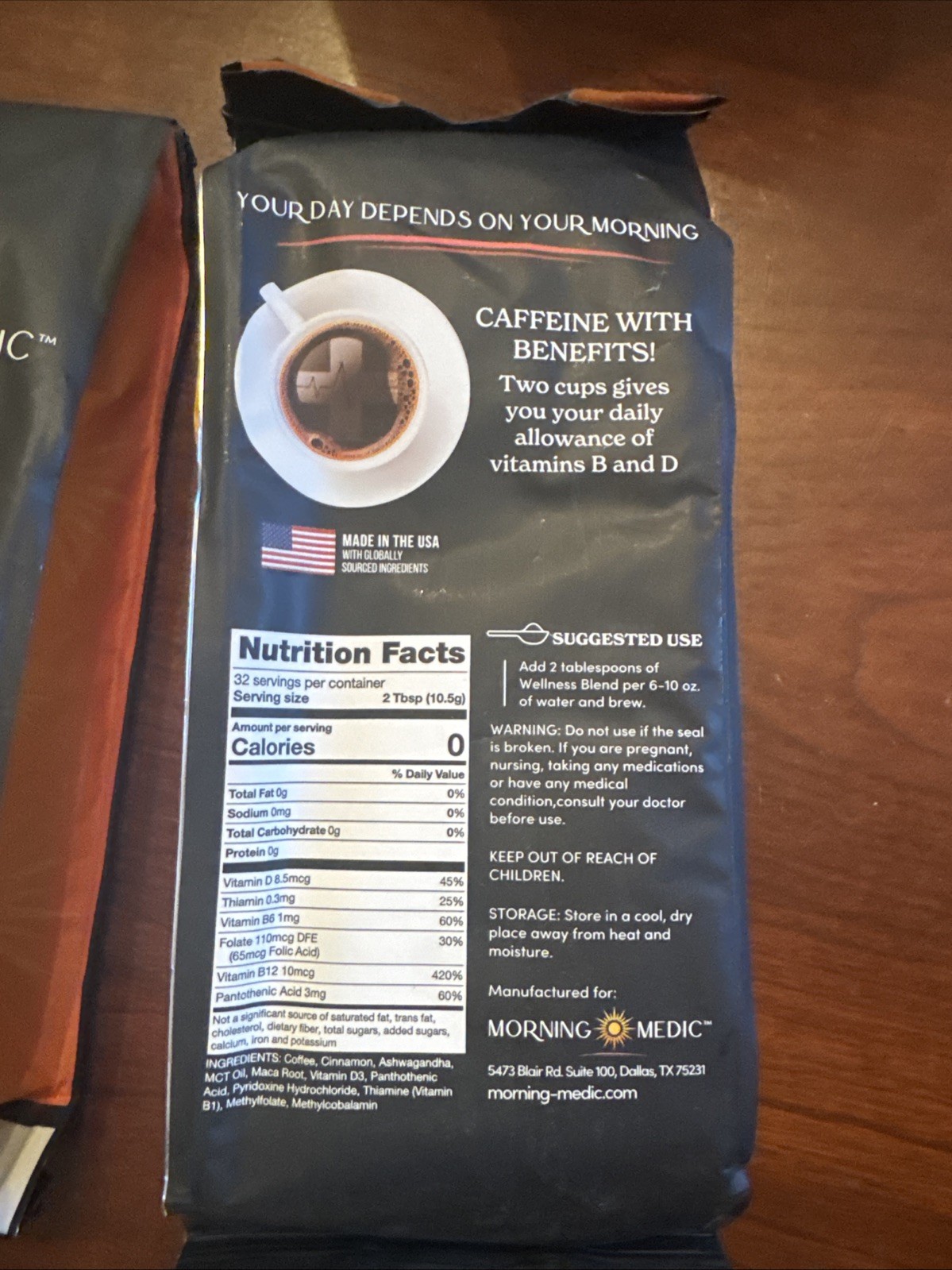 Morning Medic Wellness Coffee /Ashwagandha, MCT Oil, Vitamin B6, B12, D, 12oz
