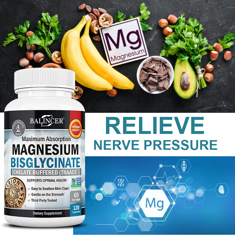 Magnesium Bisglycinate 72mg High Absorption Chelated-30/60/120Vegan Capsules