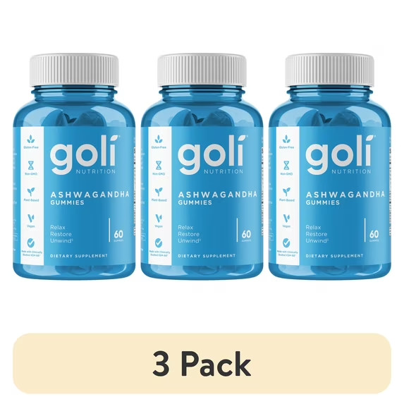 Goli Nutrition Ashwagandha Vegan 60ct LOT OF 3 EXP 07/27 NIB 62817635740