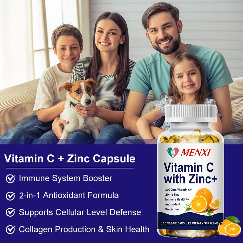 Vitamin C & Zinc Capsules – Immune System Support & Antioxidant Defense 60/120pc