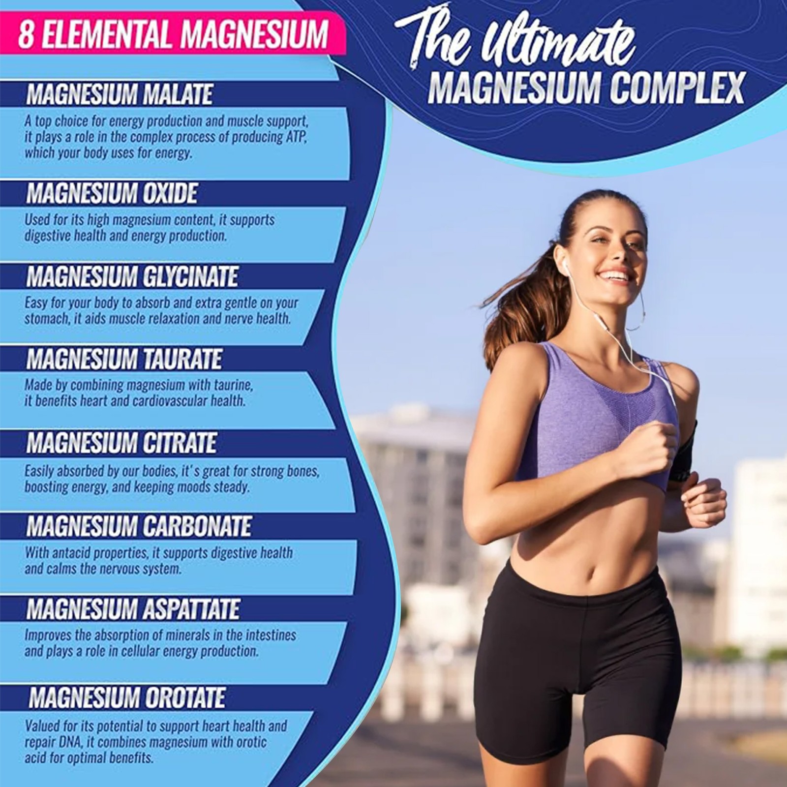 3X Magnesium Complex 1000mg- 8 Elemental Magnesium – Sleep,Stress Relief Support