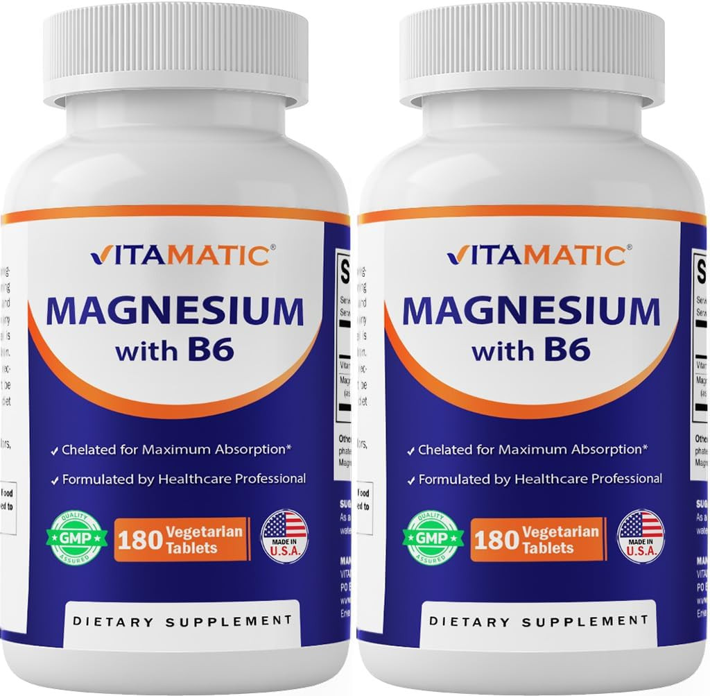 Magnesium with B6-180 Vegetarian Tablets (Uncoated) – Added B6 for Maximum Absor