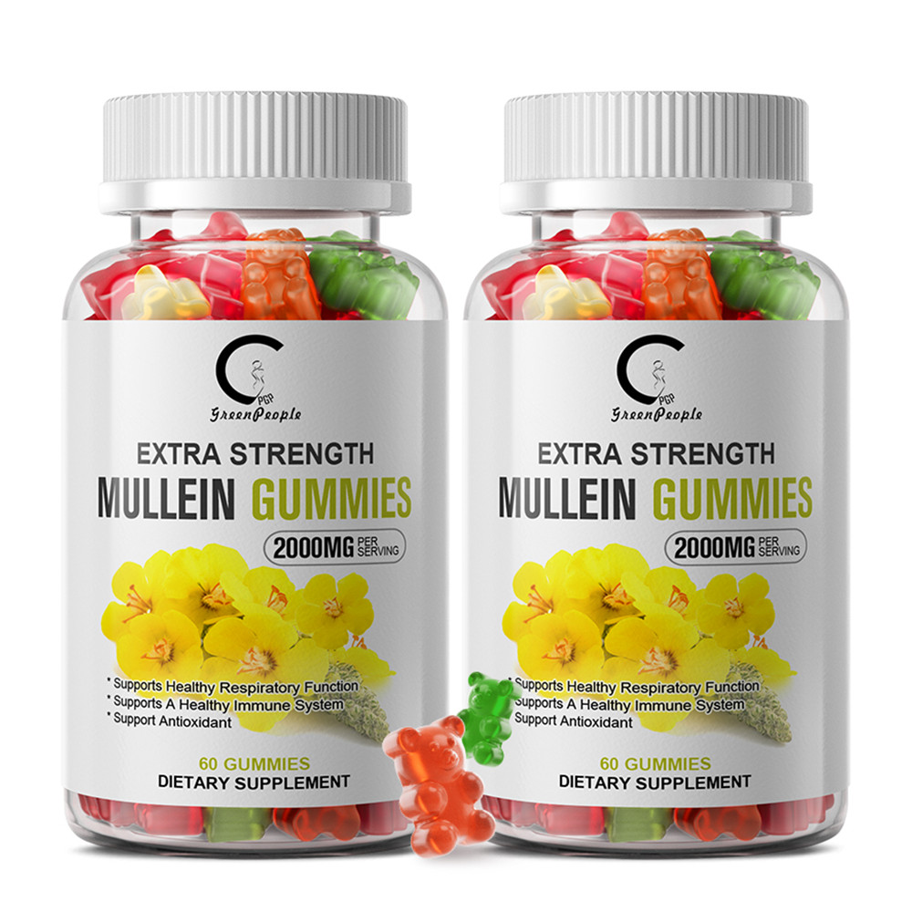 120 Count Mullein Gummies for Lung Cleanse Extra Strength Mullein Leaf Extract