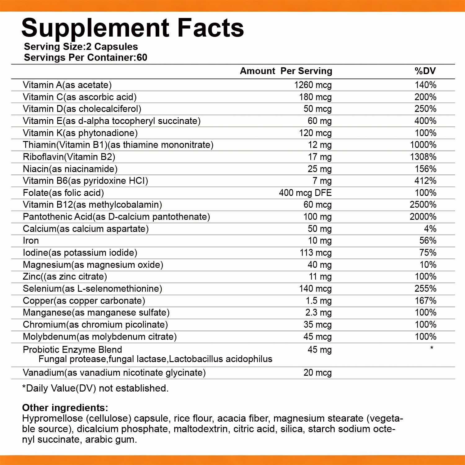 Multivitamin with Probiotics & Minerals Daily Energy Gut Immune Support 120p