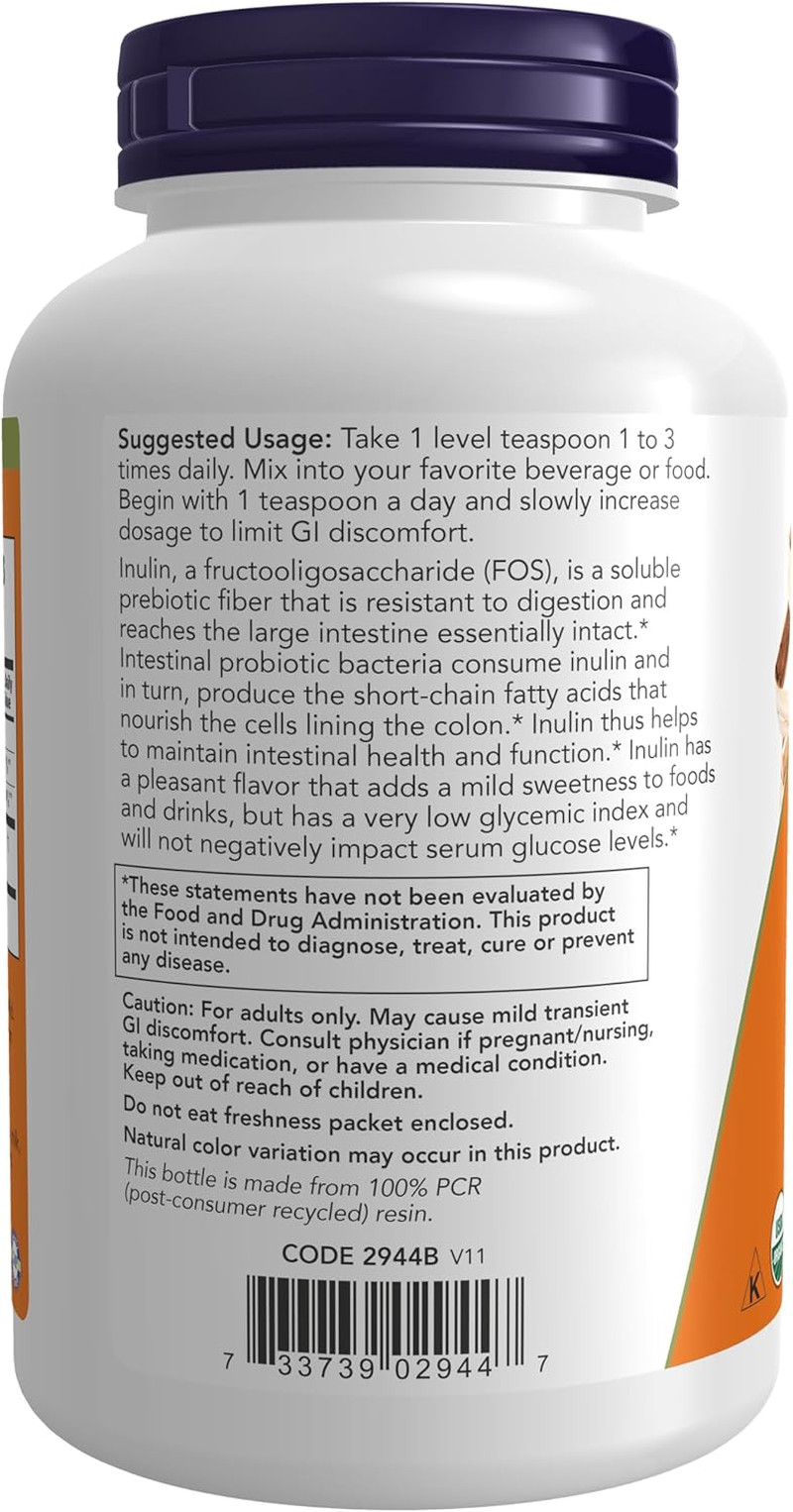 Supplements, Inulin Prebiotic Pure Powder, Certified Organic, Non-Gmo Project V