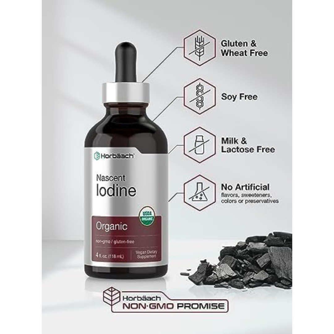 Nascent Iodine 325mcg 4oz Organic Liquid Supplement Non-GMO Gluten Free USA
