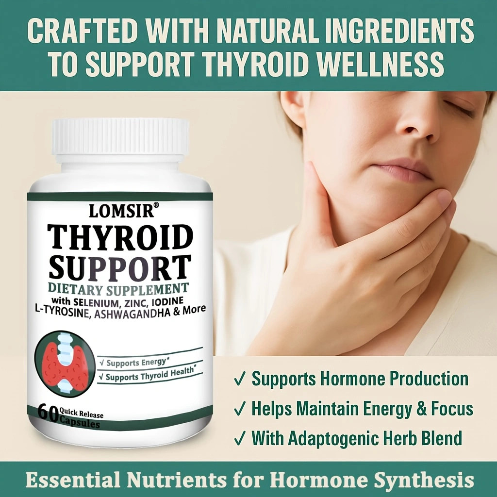 Thyroid Support for Women & Men – Selenium 300mcg Iodine 500mcg – 60 Capsules