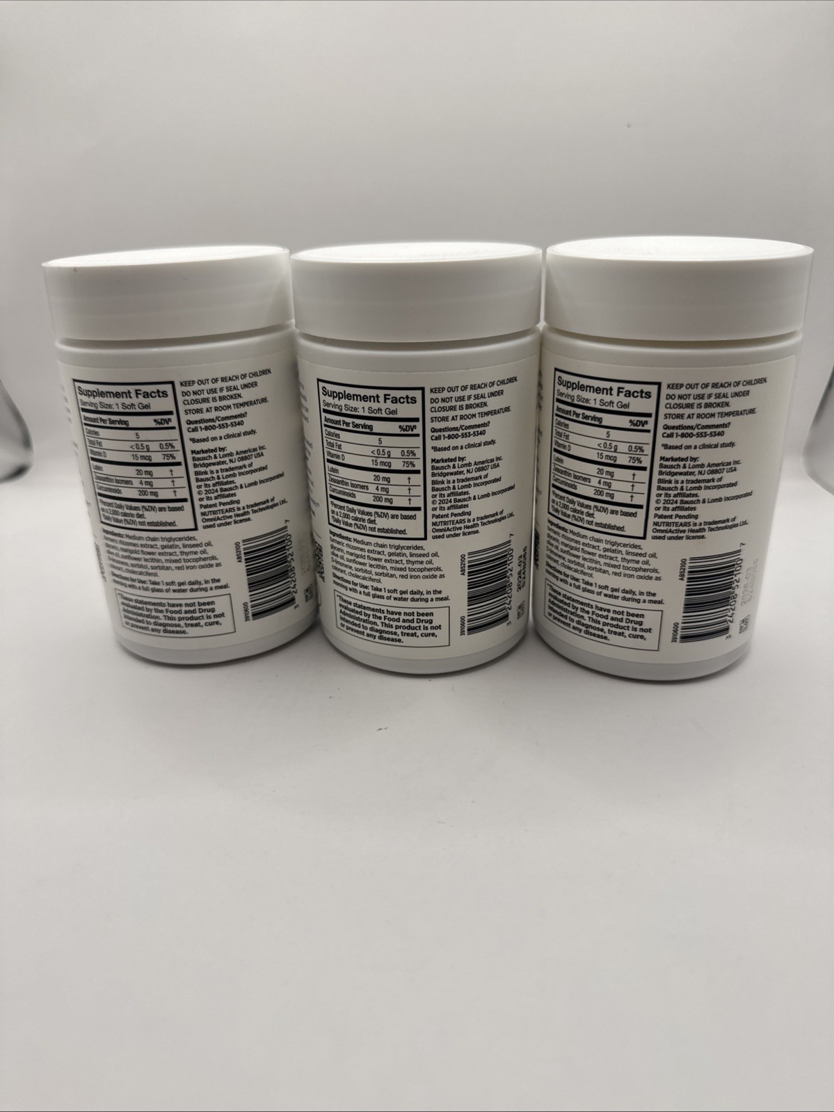 Lot (3) Blink NutriTears Supplement for Dry Eyes 50 Soft Gels Exp. 03/2026 +