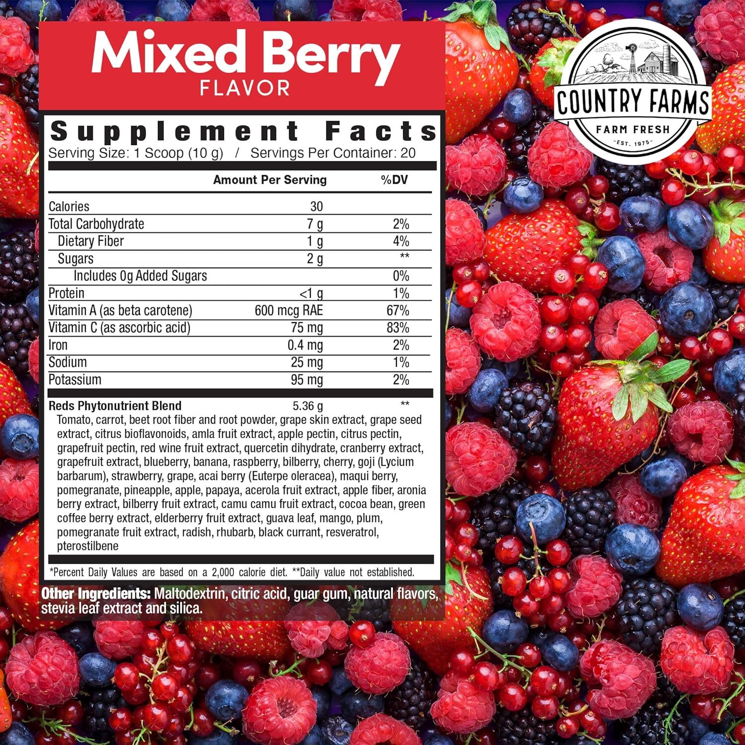 Super Reds, Superalimento Energizante Con Polifenoles, 48 Superfrutas Y B