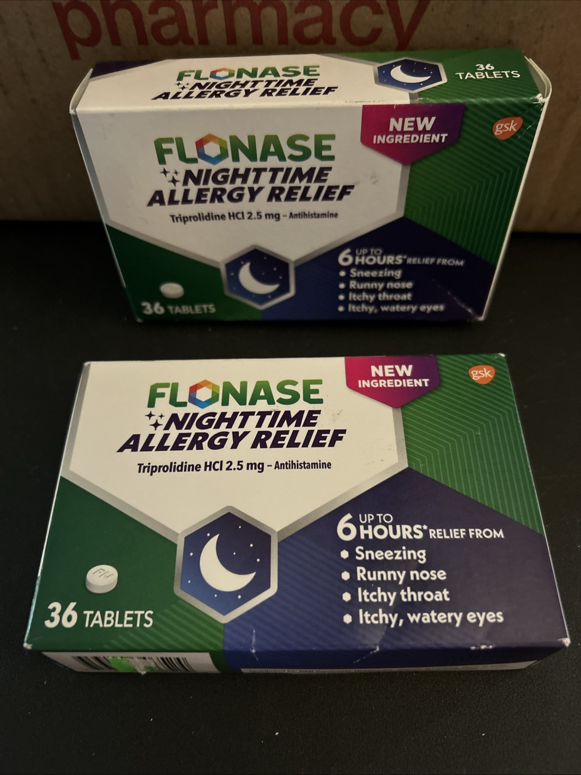 Flonase Nighttime Allergy Relief Triprolidine HCl 36 Tablets- 10/24, 2 Boxes