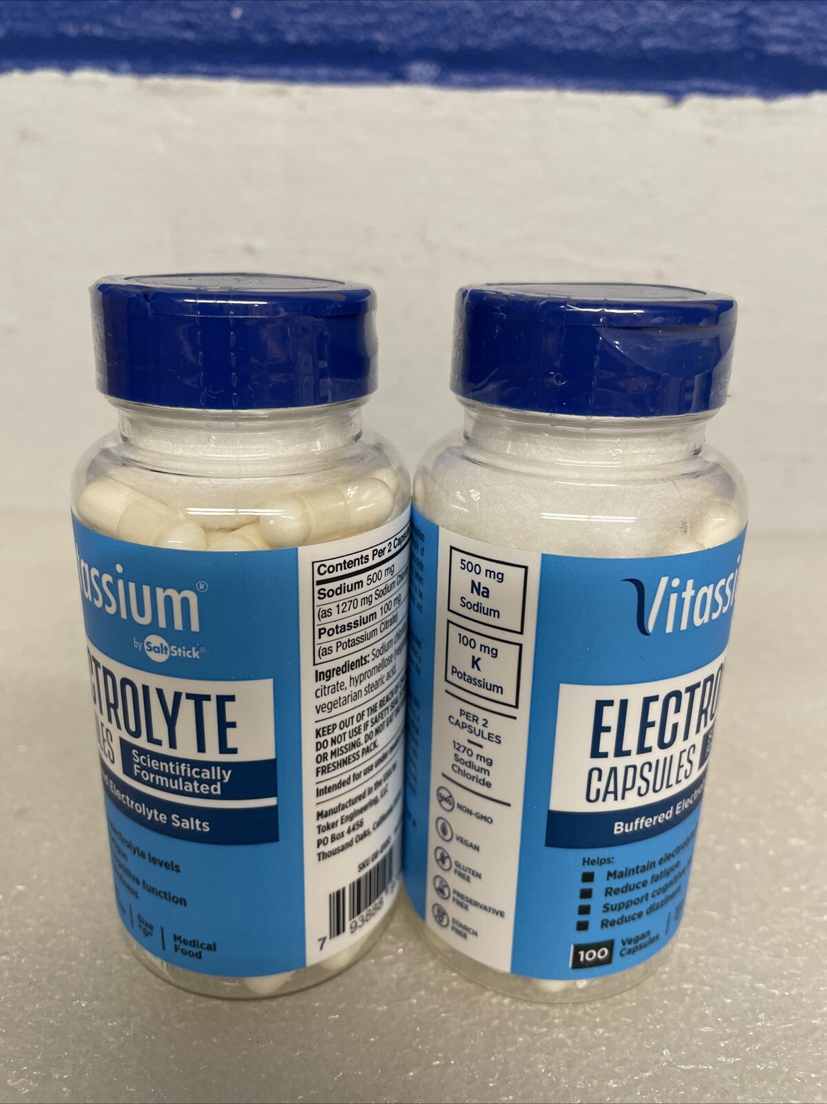Vitassium SaltStick Electrolyte Capsules 100 Count 08/2026 Lot Of 2 New Sealed