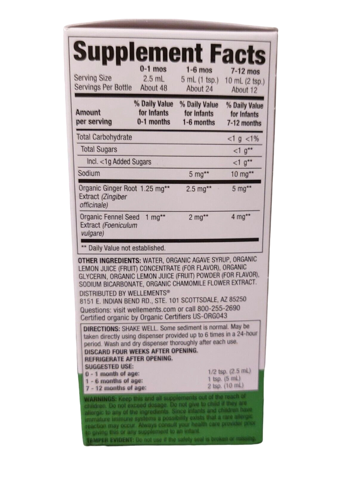 Wellements Newborn Organic Gripe Water Relieves Discomfort 4 fl oz BBD: 02/2026