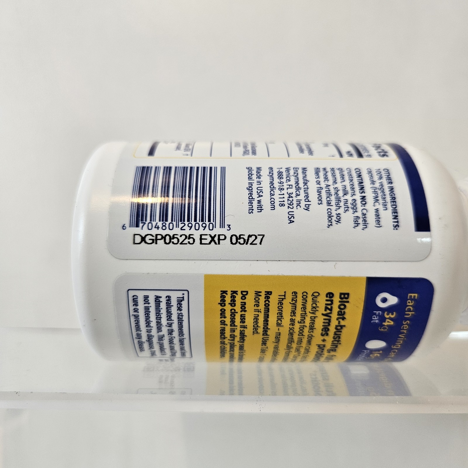 Digest Gold+Probiotics Gut Relief Reduce Gas Enzymedica Premium Blend 90ct 05/27
