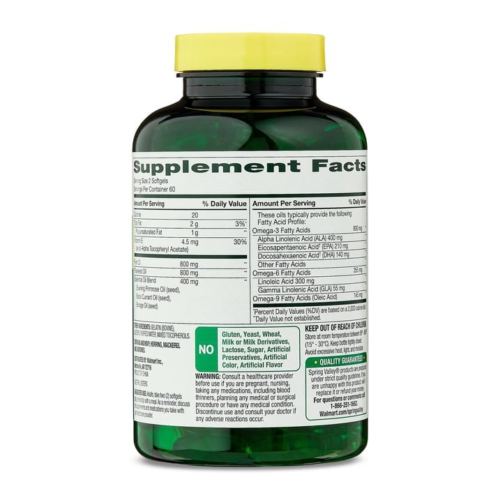 2 Pack Spring Valley Triple Omega Softgels Heart Joint Skin Health, 120 Count