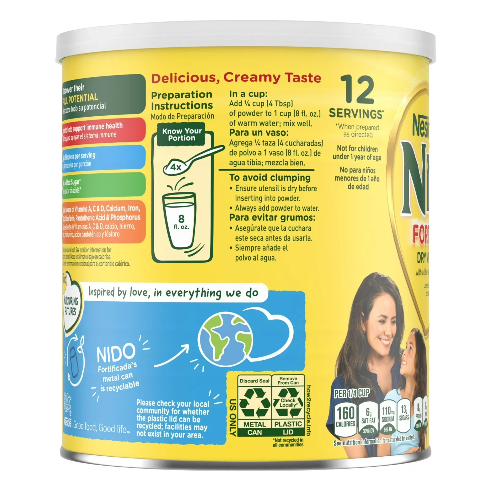 NIDO Fortificada Dry Whole Milk Powder with Vitamins A, C, D, Iron & Calcium,…