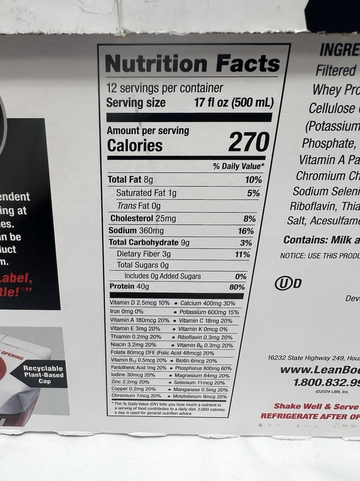 Labrada Lean Body Protein Shake 40G Ready To Drink 17 Fl Oz Pack Of 12 Nov2026