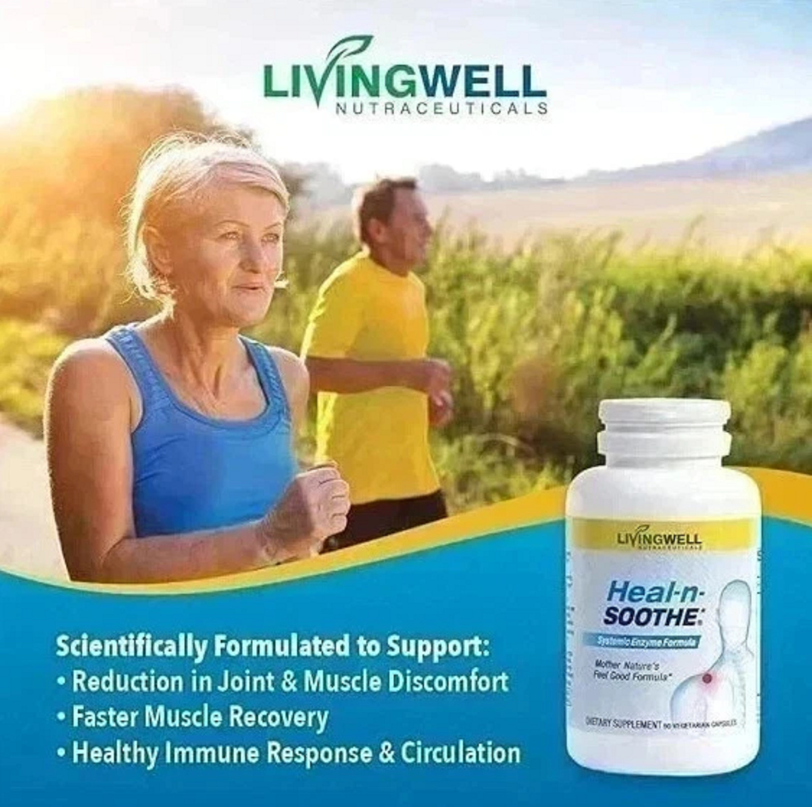2 Pack LivingWell Nutraceuticals Heal-n-Soothe Systemic Enzyme Formula 180ct
