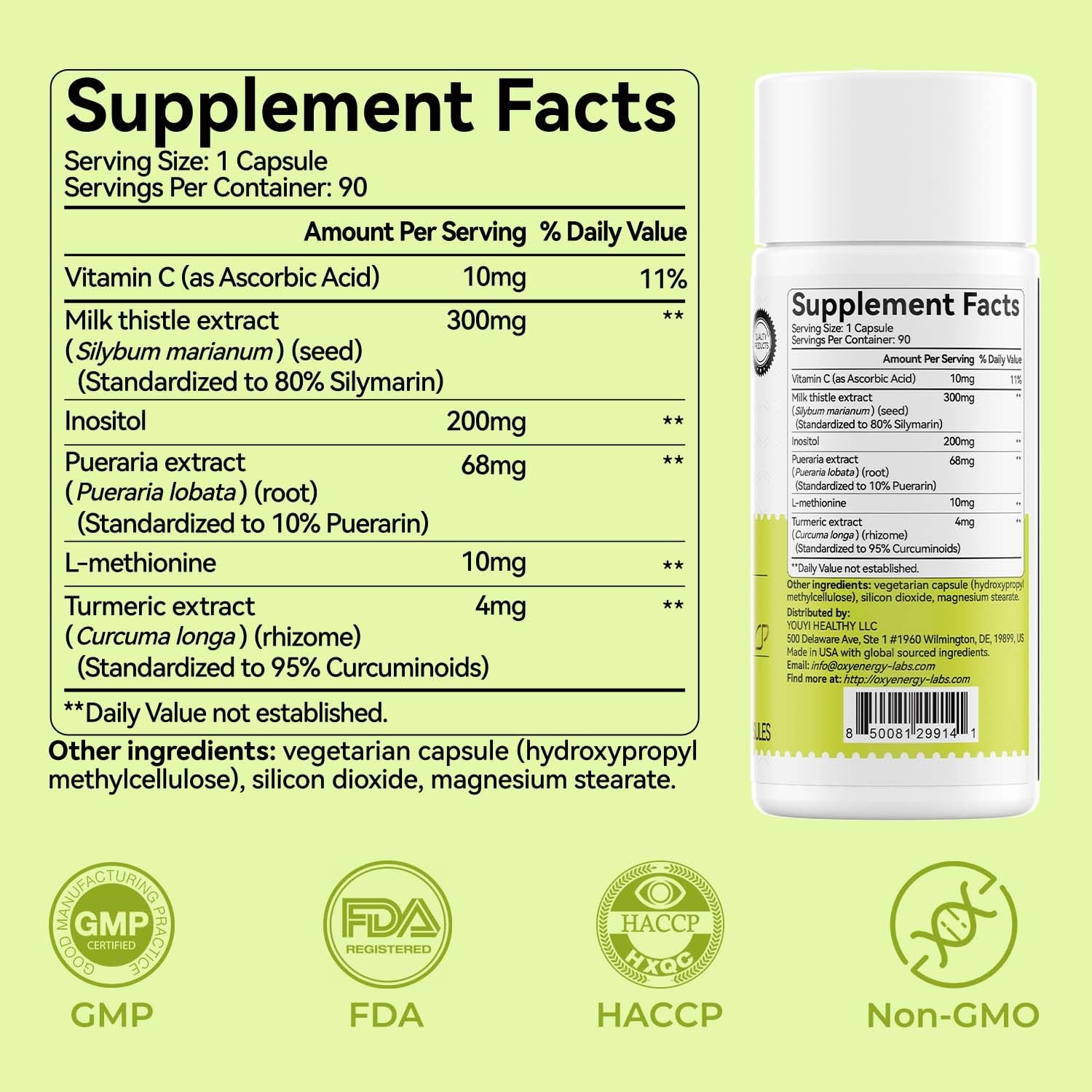 OxyEnergy Silymarin Milk Thistle 300mg Extract with 90 Count (Pack of 1)