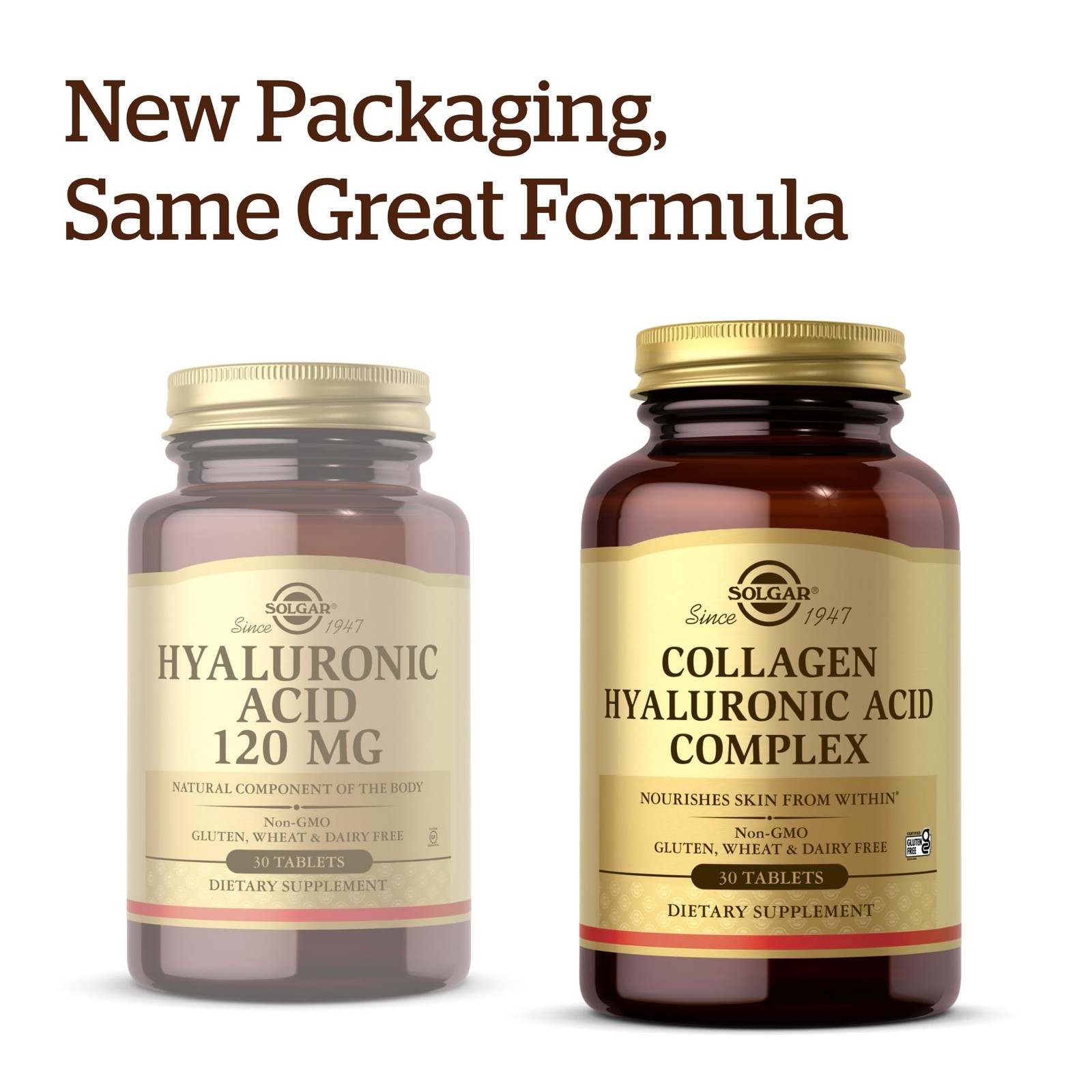 Solgar Collagen Hyaluronic Acid Complex – 30 Tablets, 30 Count (Pack of 2)