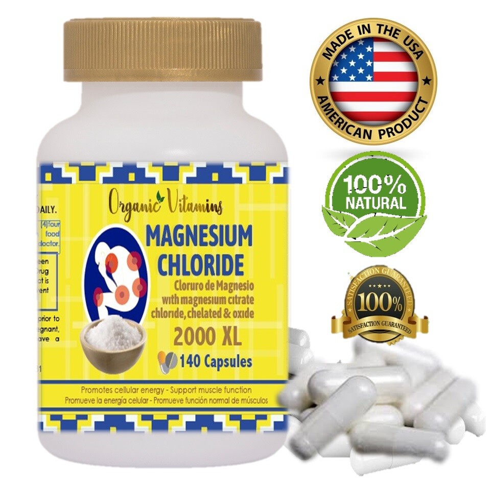 Magnesium Citrate 140 capsules chelated 2000 mg high potency Magnesio