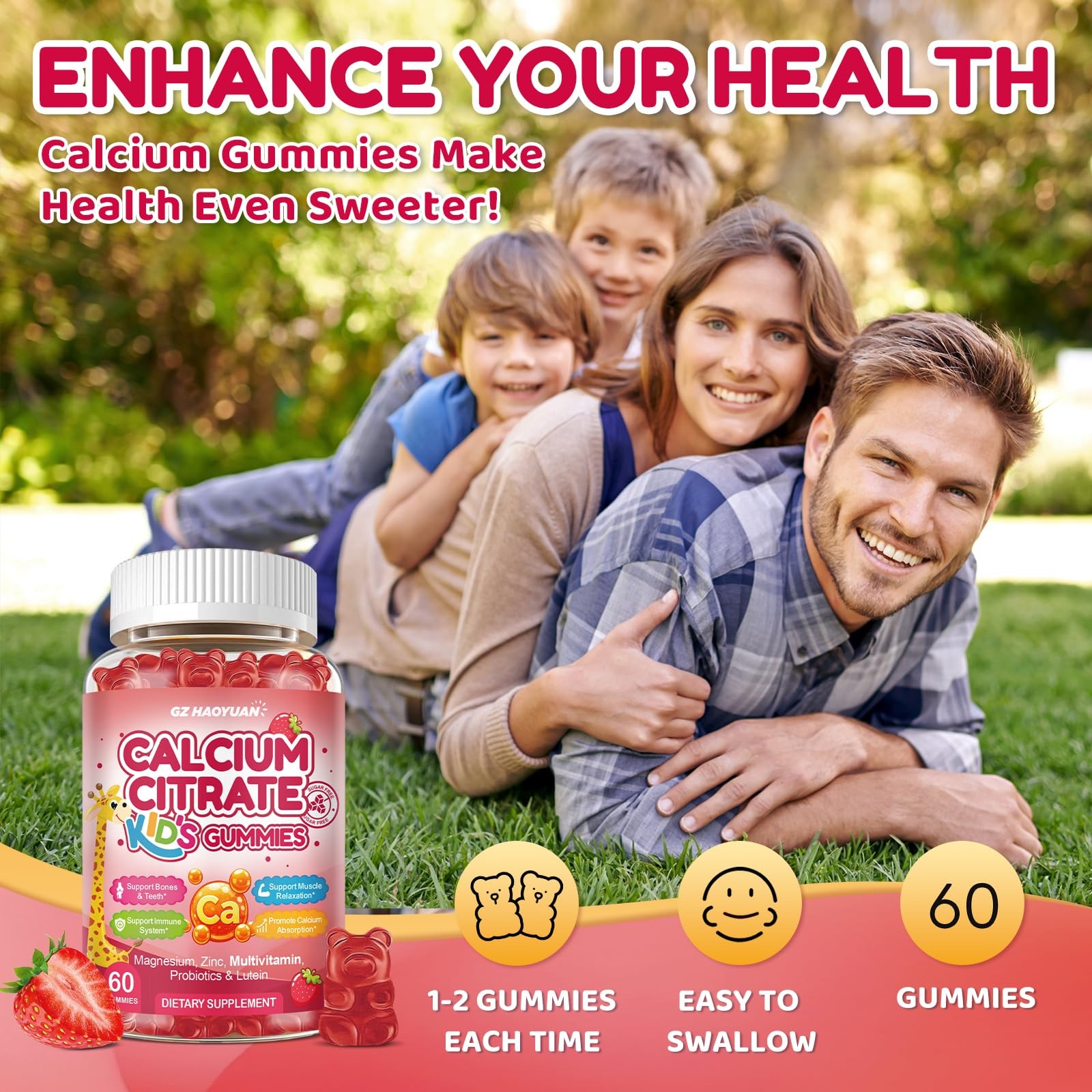 Kids Calcium Citrate Gummies – 1200mg Calcium Gummies Supplements for Women a…