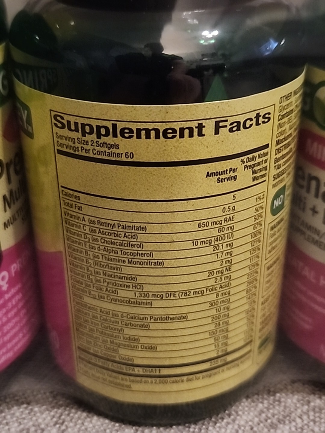 Spring Valley Prenatal Multivitamin/Multimineral 360 tabs/Lot of 3 bottles