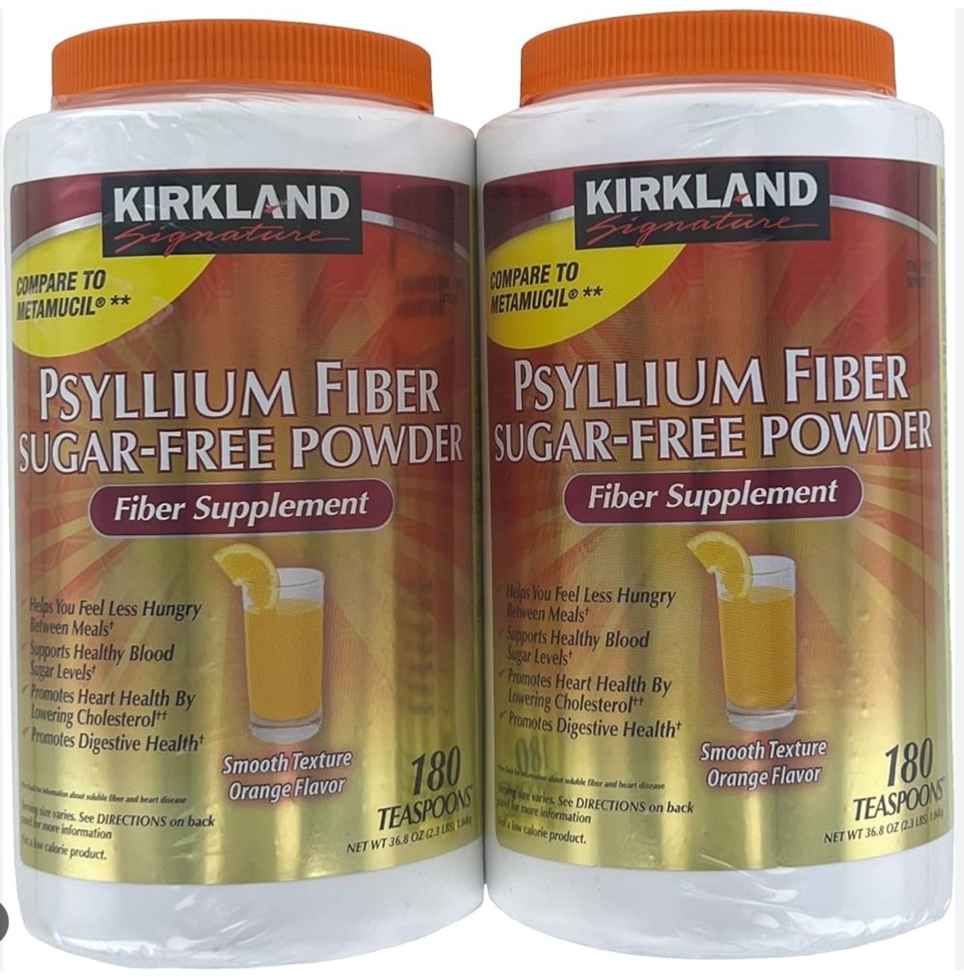 Kirkland Signature Psyllium Fiber Sugar Free Powder Orange 2×180 Dose EXP 02/28