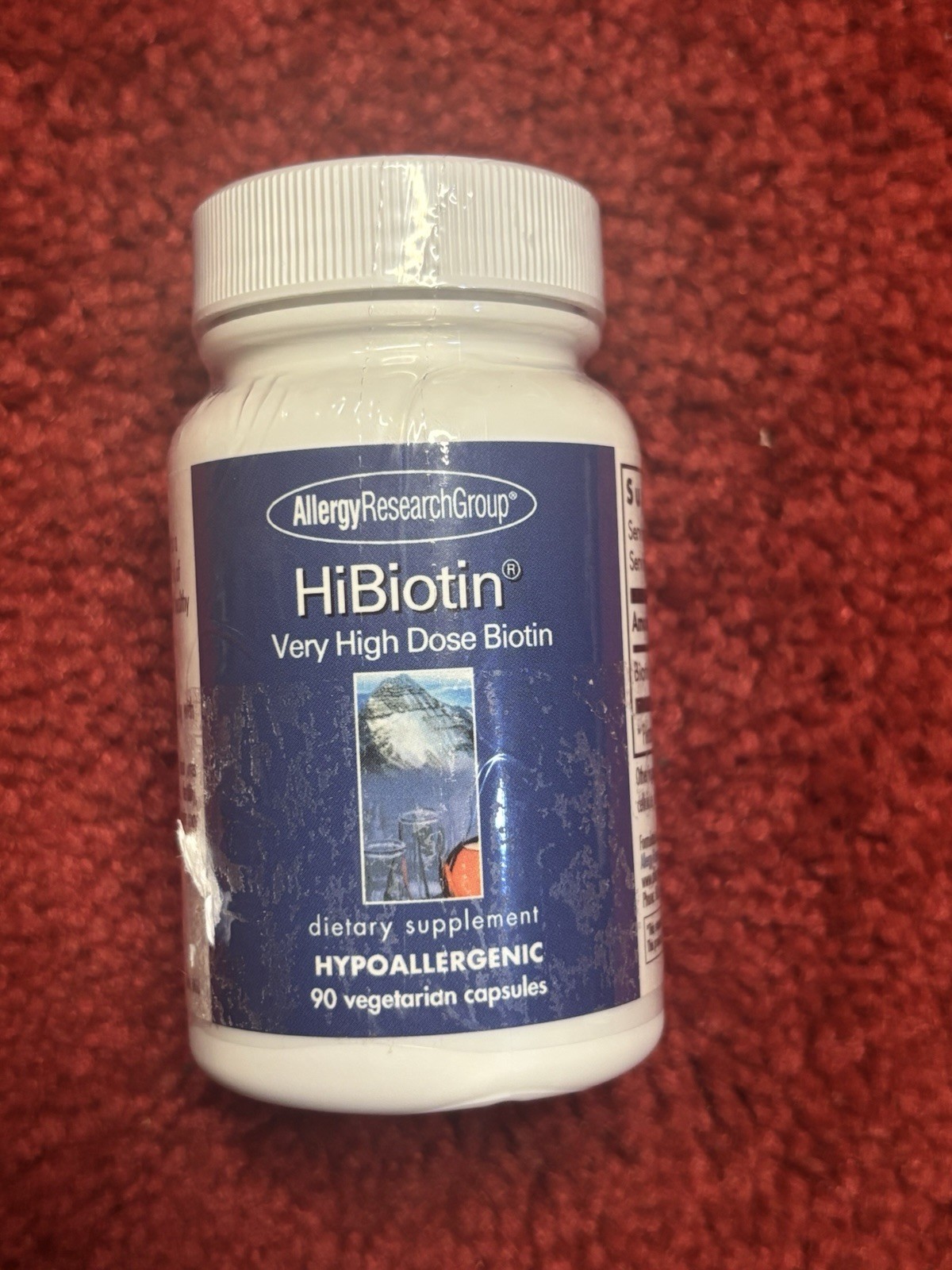 HiBiotin 100mg 90 Veg Caps By Nutricology/ Allergy Research Group Exp 2/27