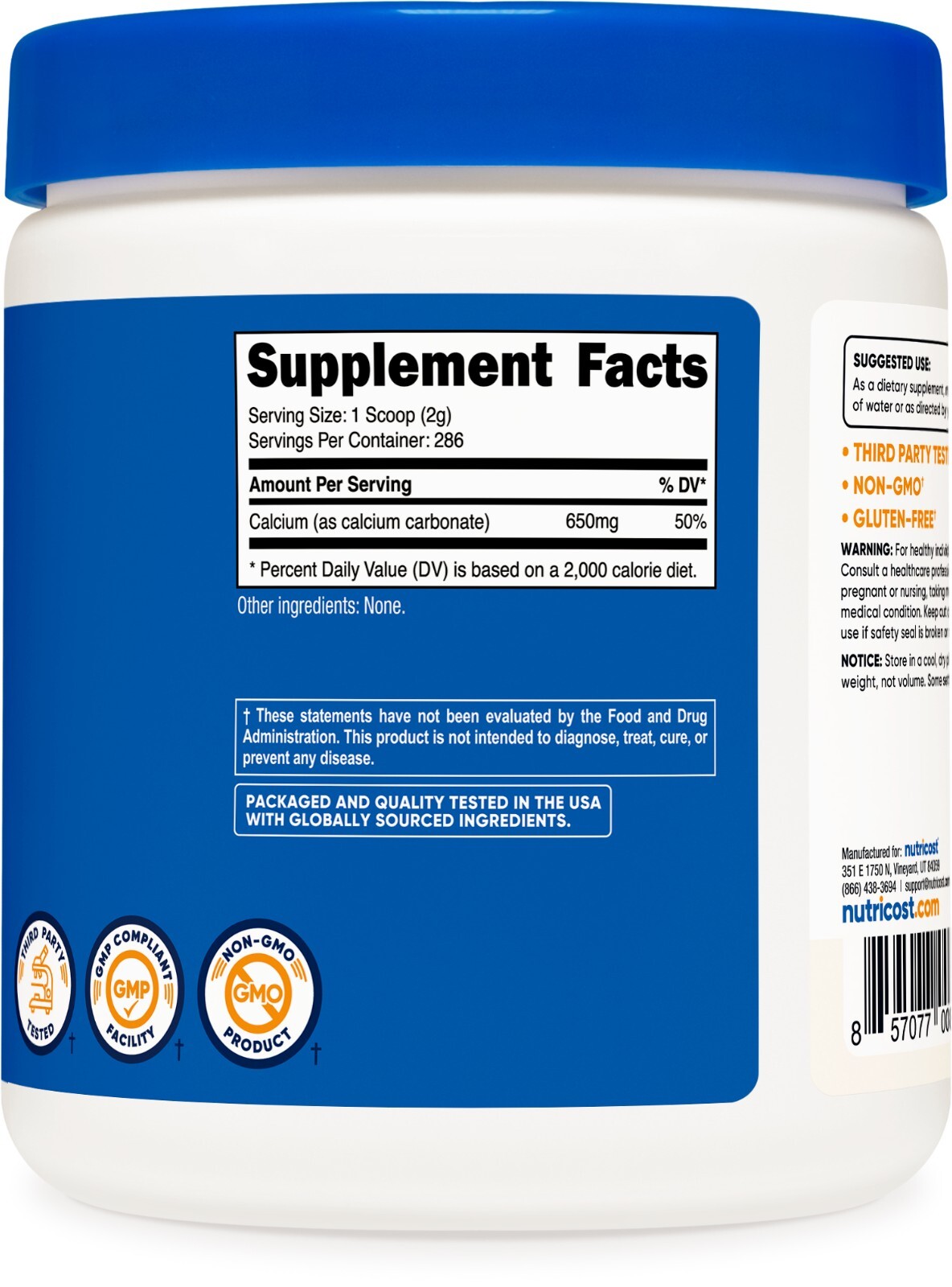 Nutricost Calcium Carbonate Powder 500 Grams – Non-GMO, Gluten Free