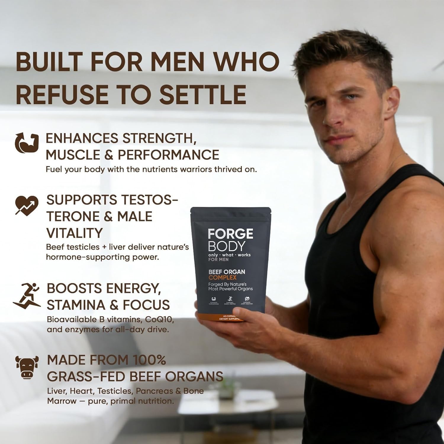 Forgebody Beef Organ Complex Capsules, Grass Fed & Pasture Raised – Total Body W