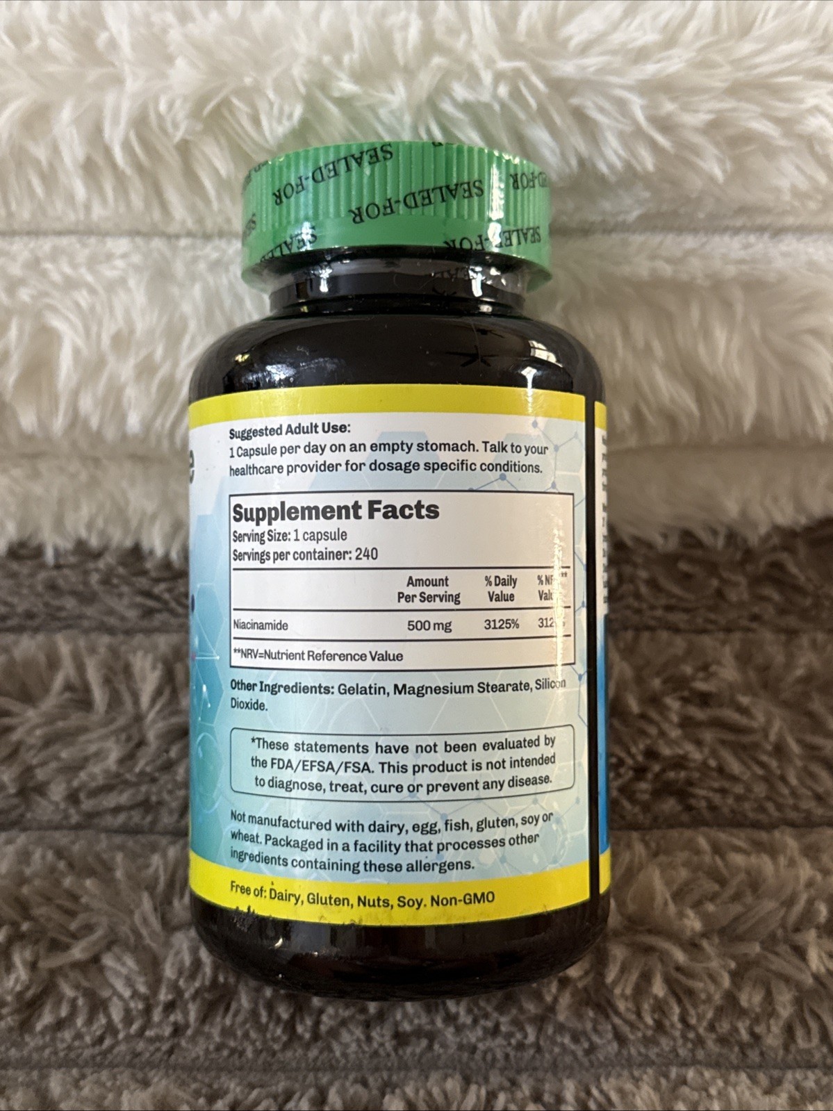 NEXT GEN U – Niacinamide (Vitamin B3) 500mg, 240 Capsules – Flush, Gluten Free