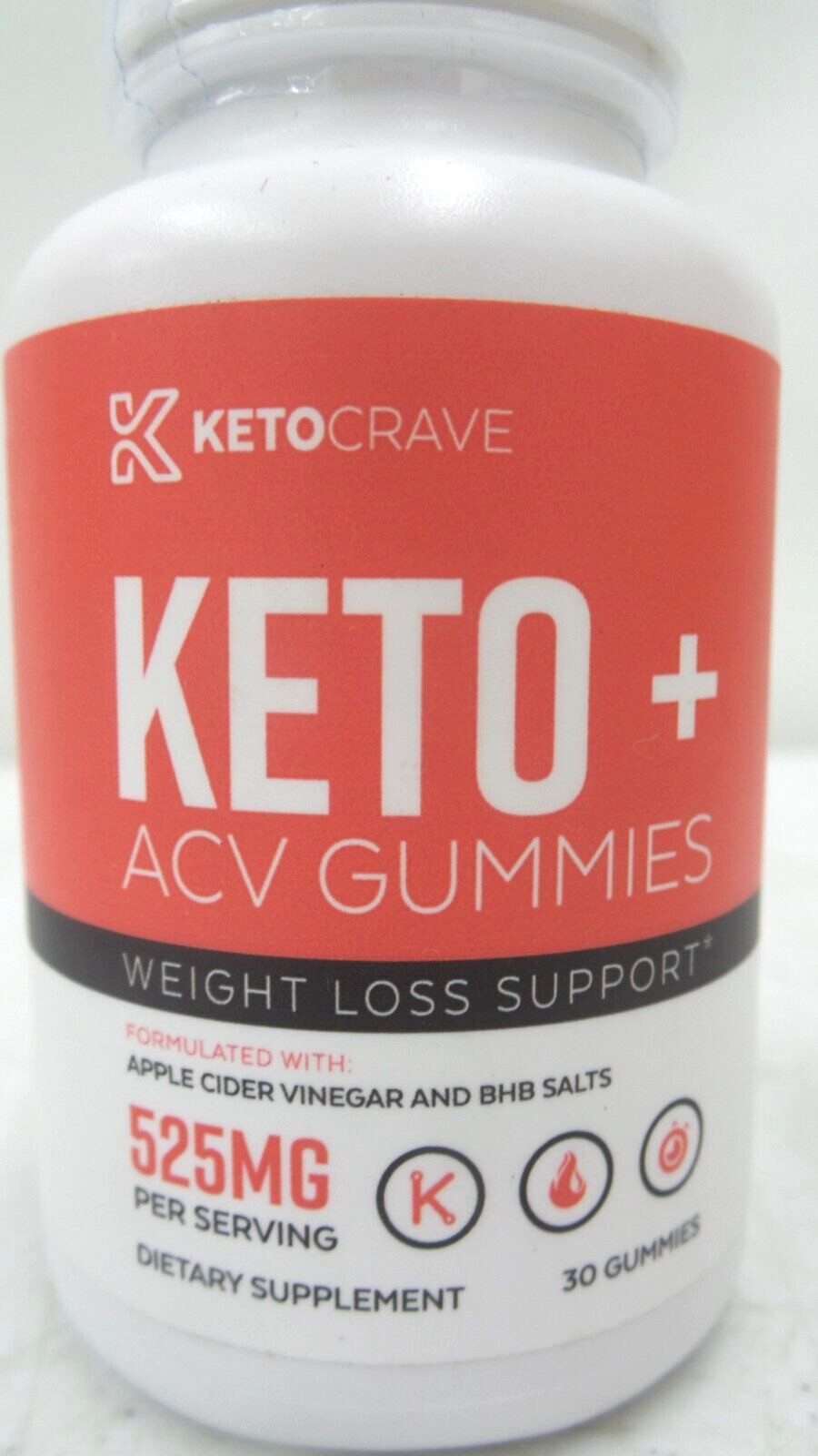 KETOCRAVE KETO+ACV Gummies 525MG 30 Gummies Exp. 01/2026 (G133173-1F B-1)