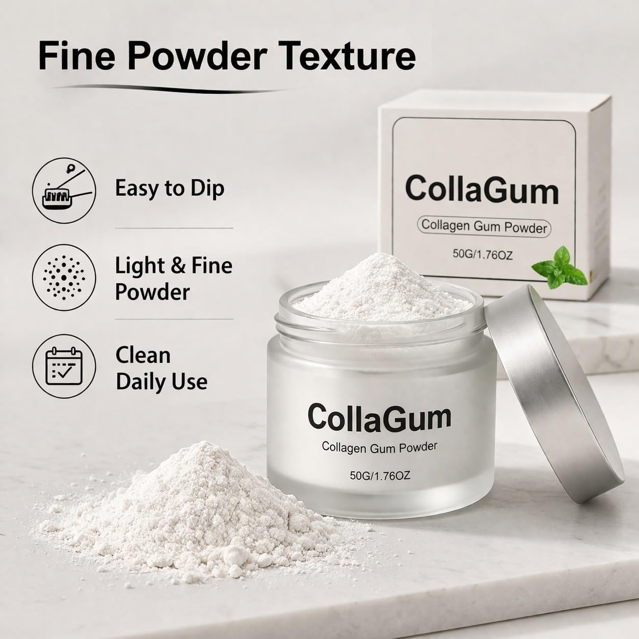 Collagen Tooth Powder for Daily Oral Care, Fine Powder Texture, 50g