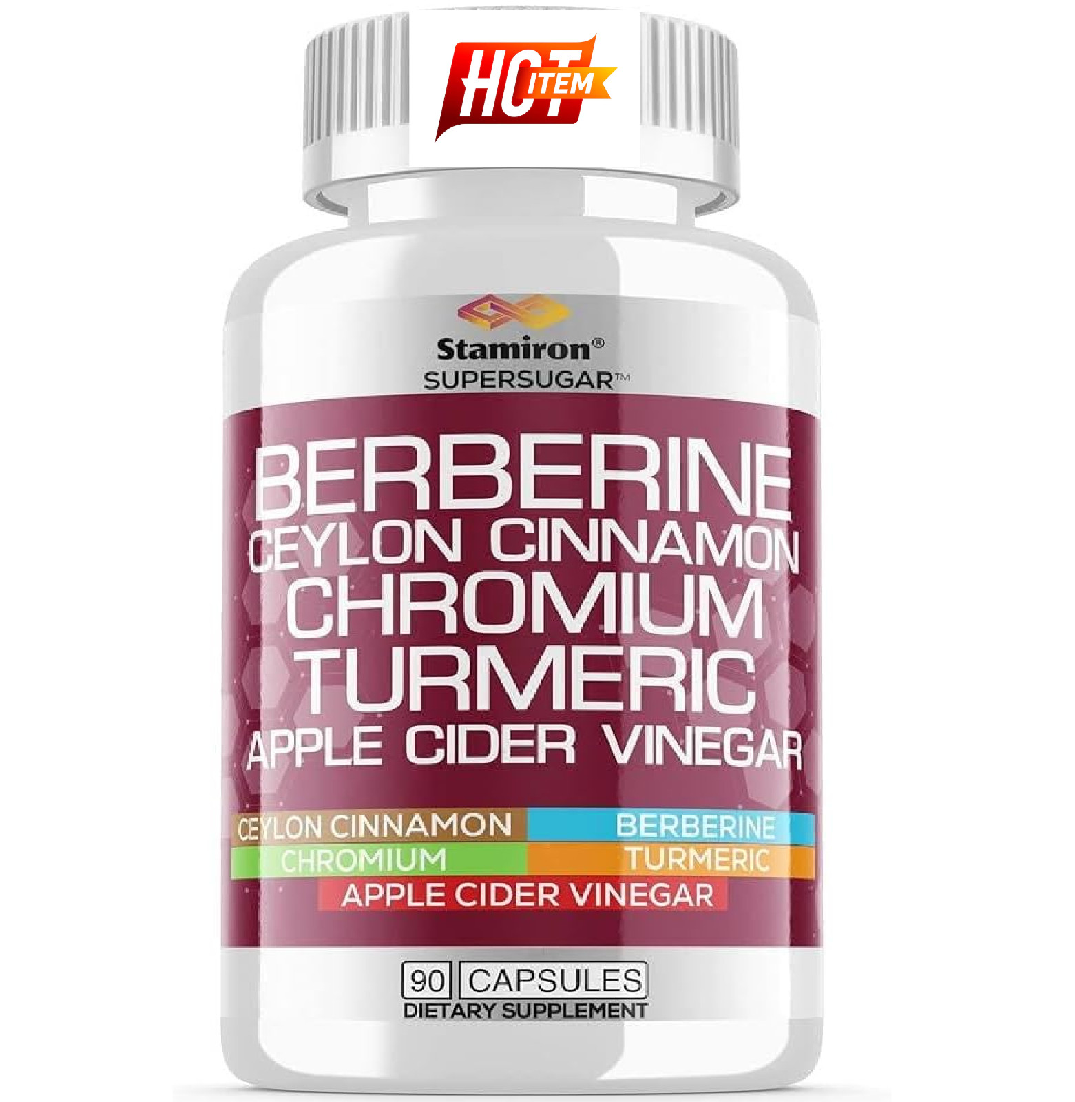 Stamiron Berberine Complex with Ceylon Cinnamon, Chromium, Turmeric, Apple Cider