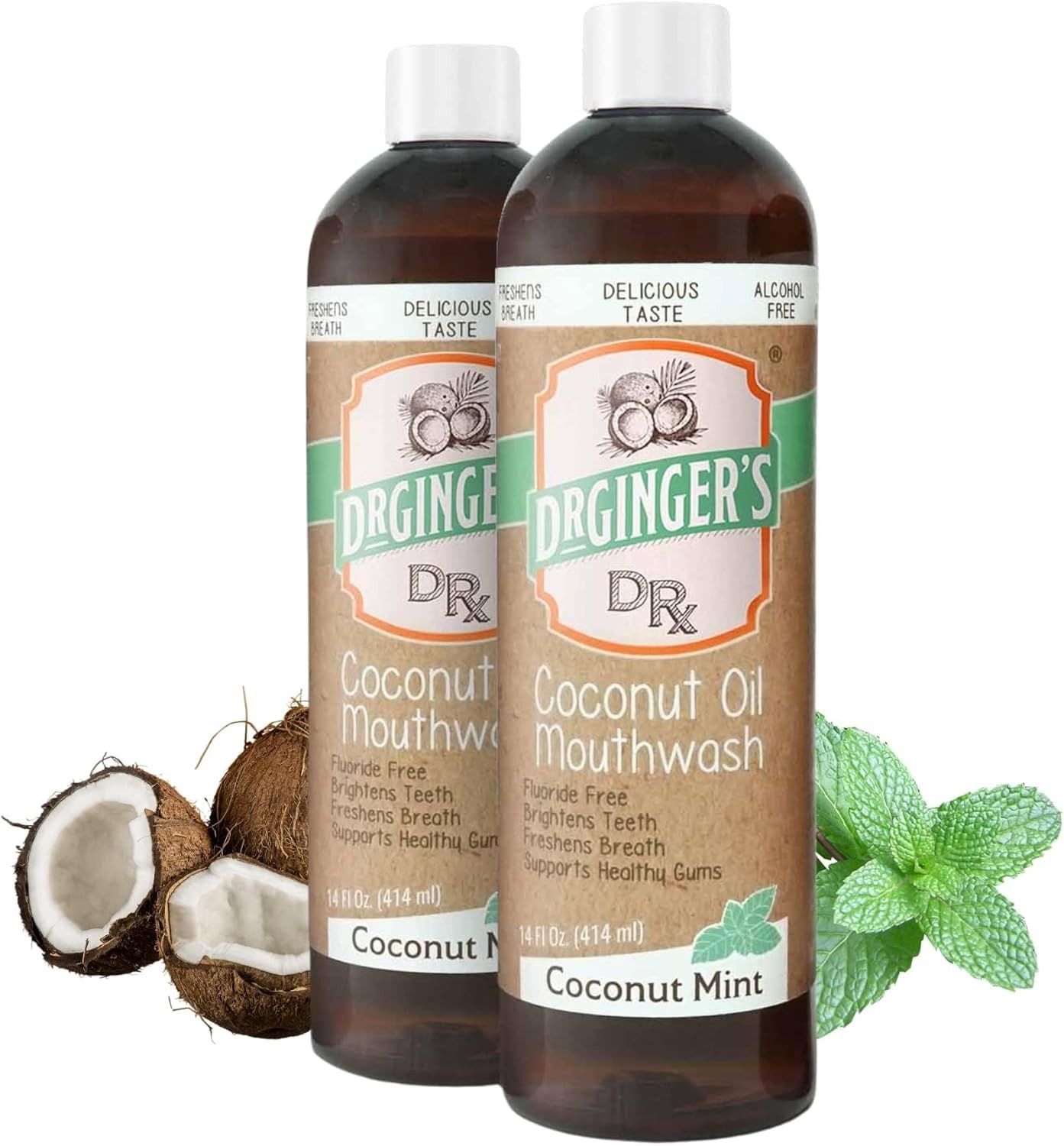 Dr. Ginger’s Coconut Oil Pulling Alcohol Free Mouthwash 14 FL Oz (Pack of 2)