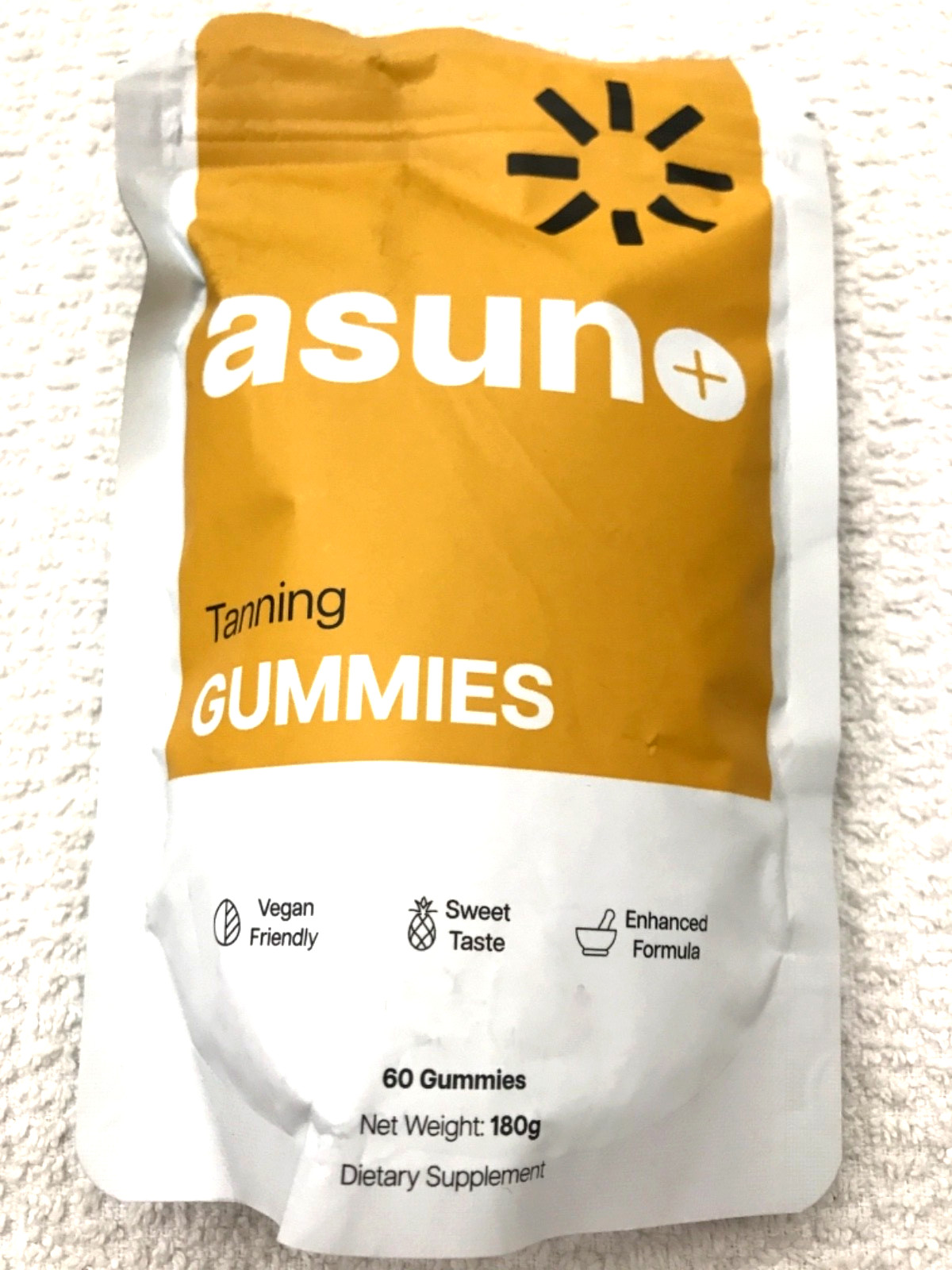 Tanning Gummies Beta Carotene Peach Mango Vegan 60 CT Astaxanthin Asuno