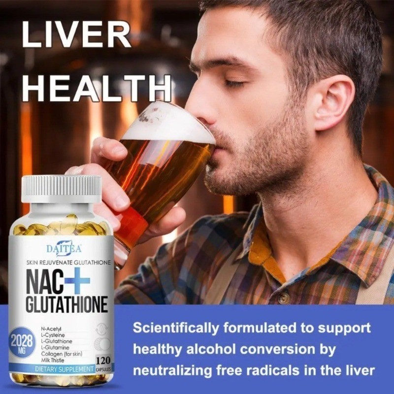 Daitea NAC + Glutathione 120 Caps Liver Skin Health Support – 1/2/3 Bottles