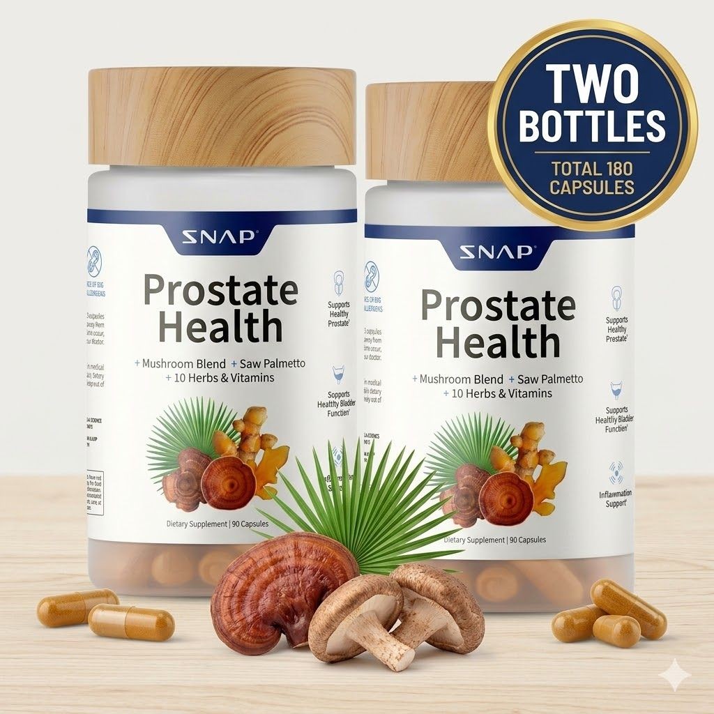 SNAP Prostate Health 2-Pack Saw Palmetto Mushroom Blend Men’s Support 180 Caps