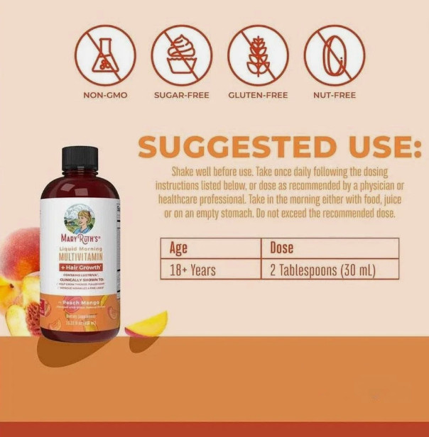MaryRuth Organics Liquid Multivitamin + Hair Growth | Clinically Tested for Thic