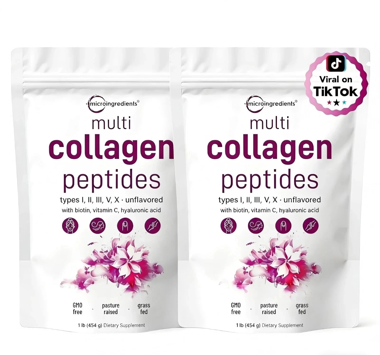 Multi Collagen Peptides Powder 2 lb Hydrolyzed Protein Peptide Type I,II,III,V,X