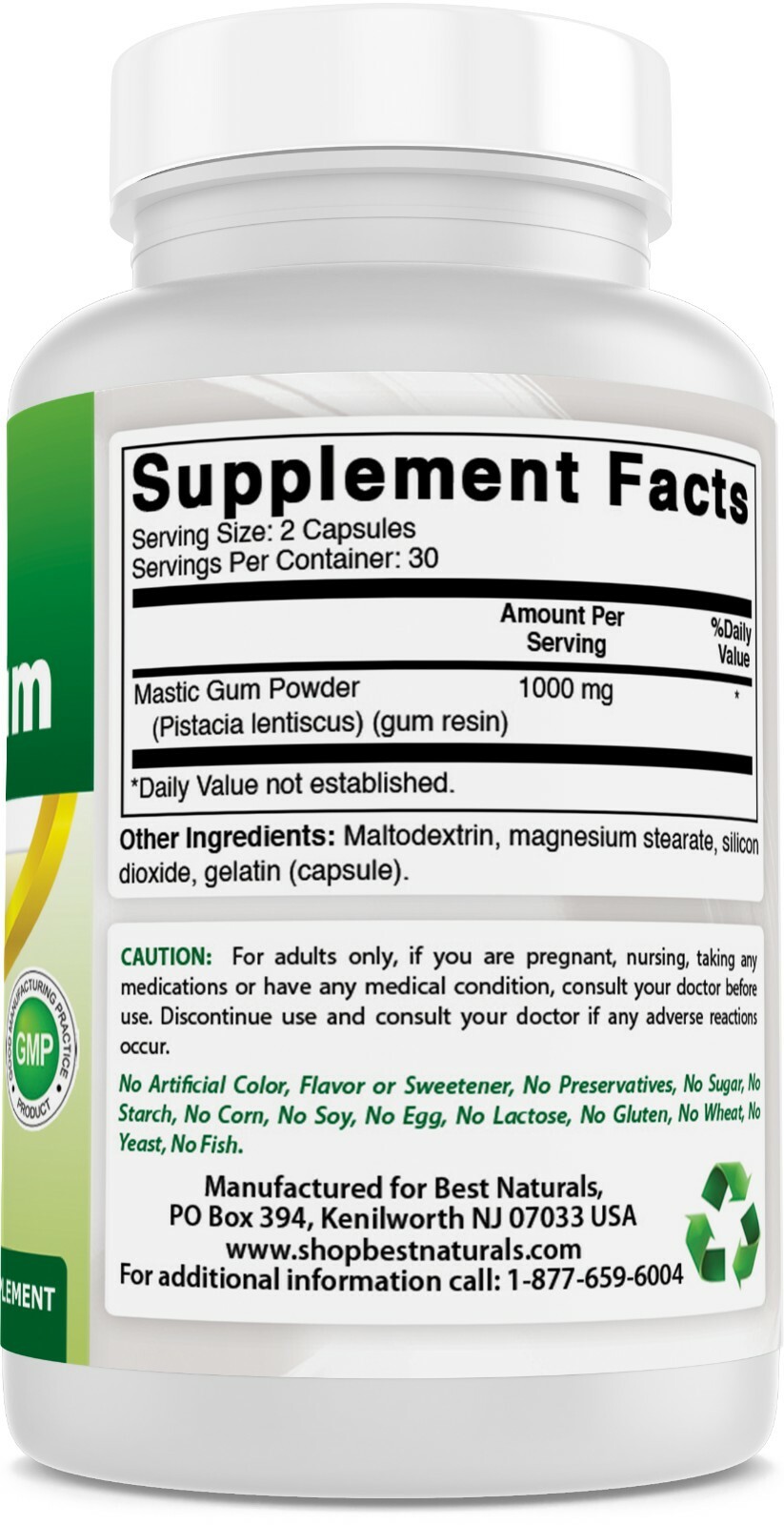 3 Pack Best Natural Mastic Gum 500 mg 60 Capsules